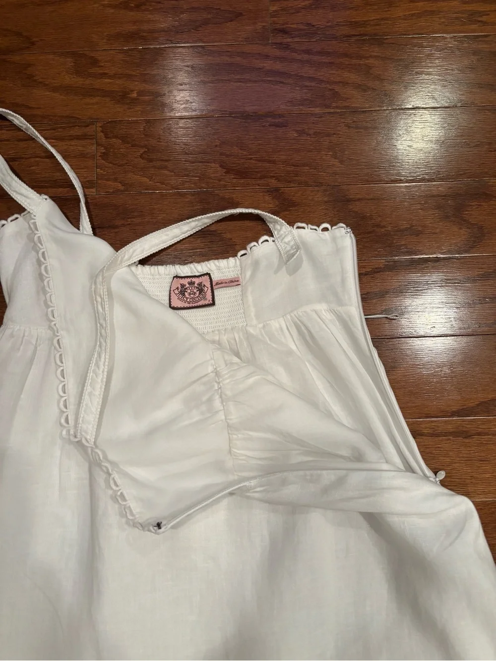 Juicy Couture White Lace-Trim Cotton Slip